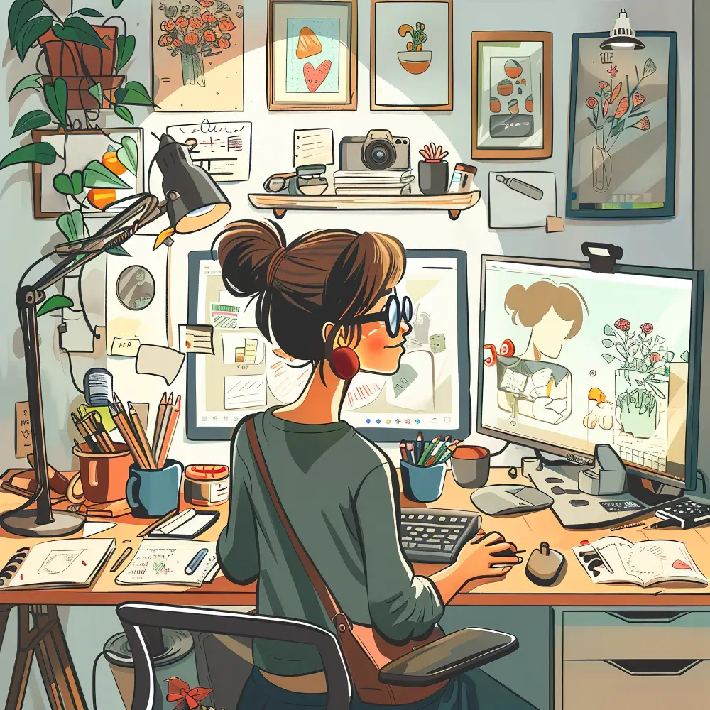 artist working on computer